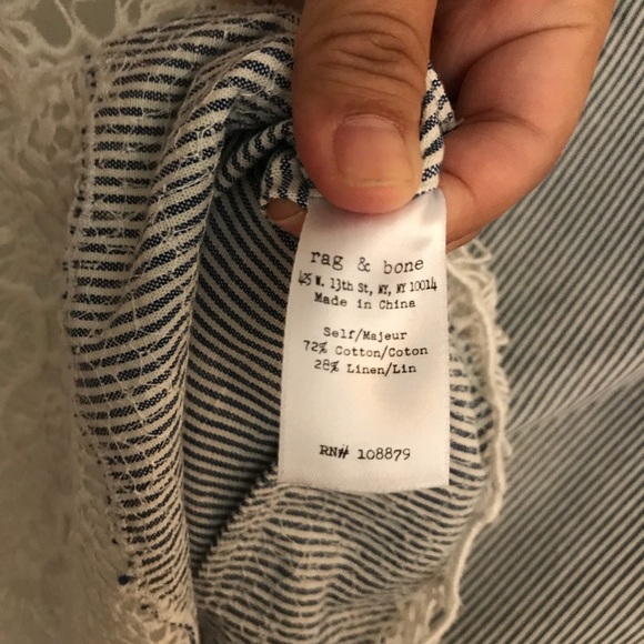 SOLD* RAG & BONE chambray striped tank with lace - Picture 5 of 8